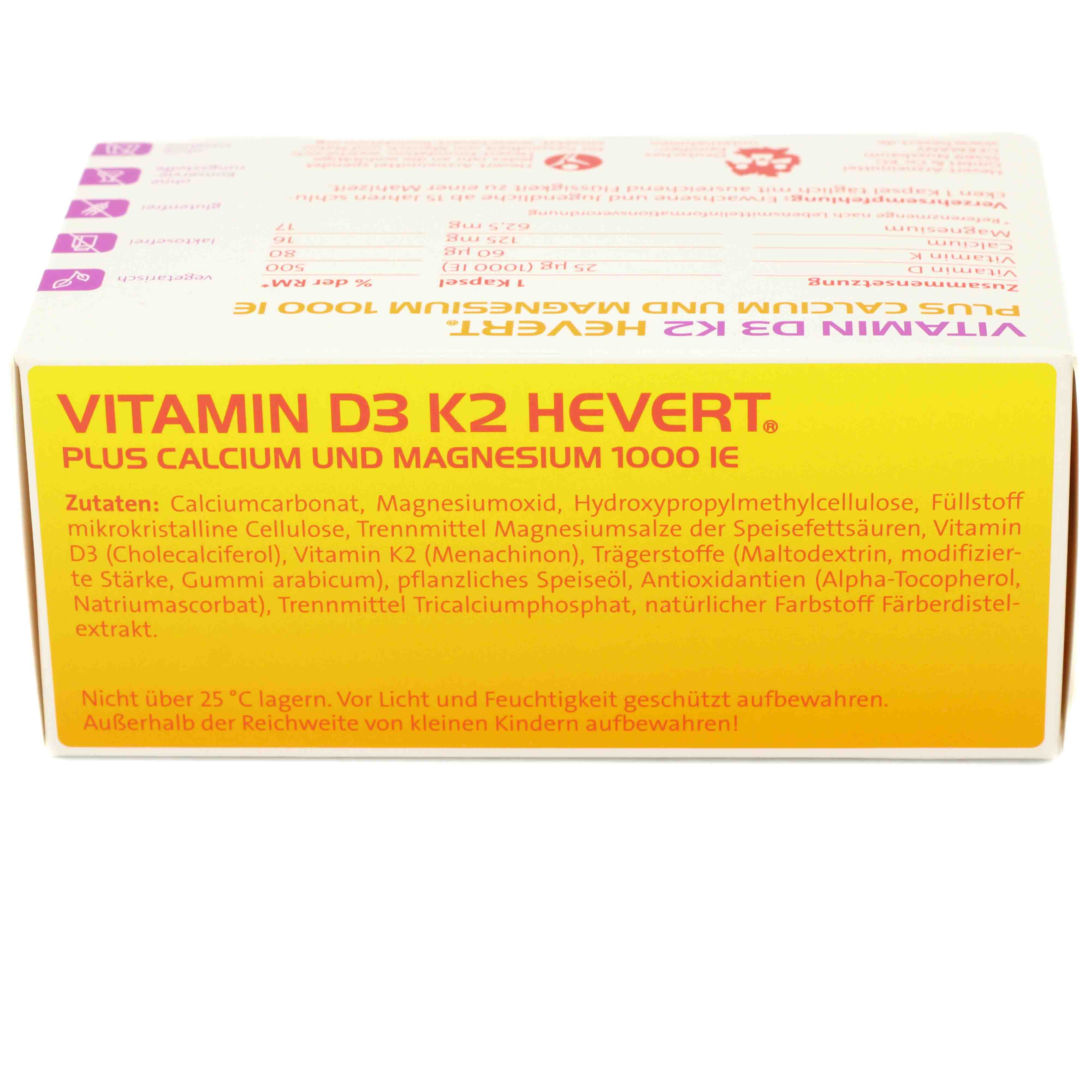 VITAMIN D3 K2 Hevert+Calcium u.Magnes.1000 IE Kps.