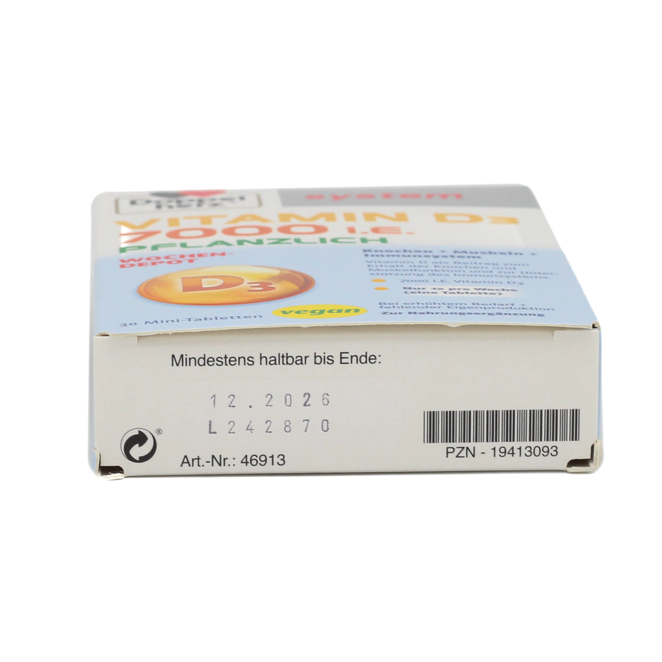 DOPPELHERZ Vitamin D3 7000 I.E. pflanzlich sys.TAB