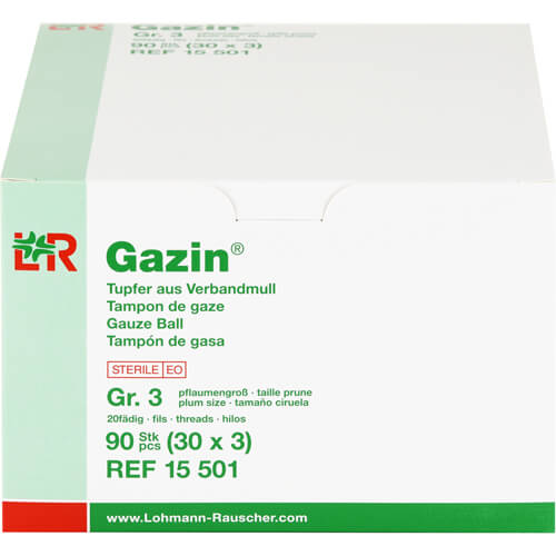 GAZIN Tupfer pflaumengroß steril Gr.3 20fädig