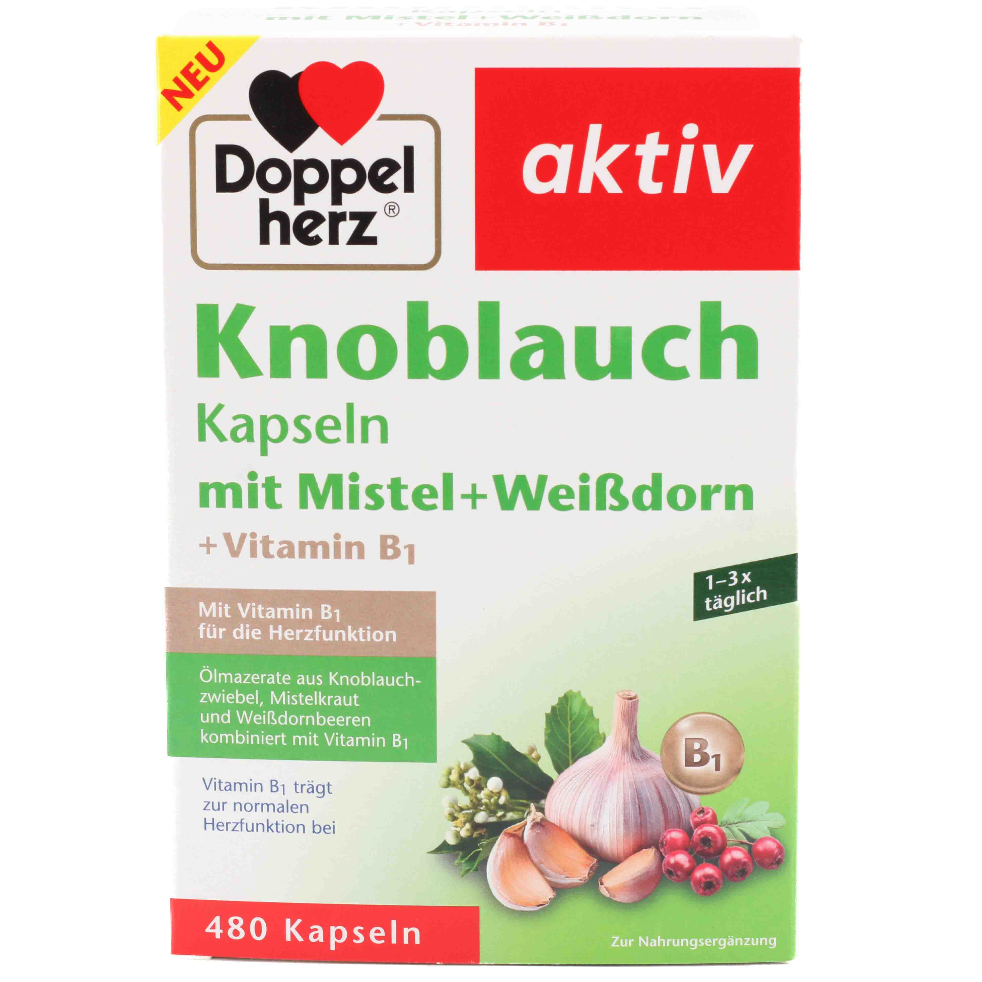 DOPPELHERZ Knobl.Kap.m.Mistel+Weißdorn+Vitamin B1