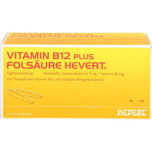 VITAMIN B12 PLUS Folsäure Hevert a 2 ml Ampullen