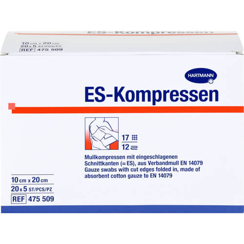 ES-KOMPRESSEN steril 10x20 cm 12fach Großpackung