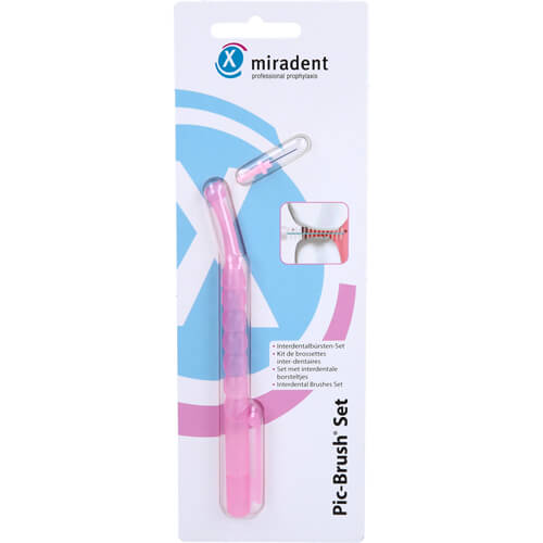 MIRADENT Interd.Pic-Brush Set 1Halt+1Bü.tran.pink